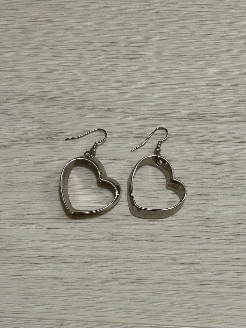 Silver Heart Dangle Earrings